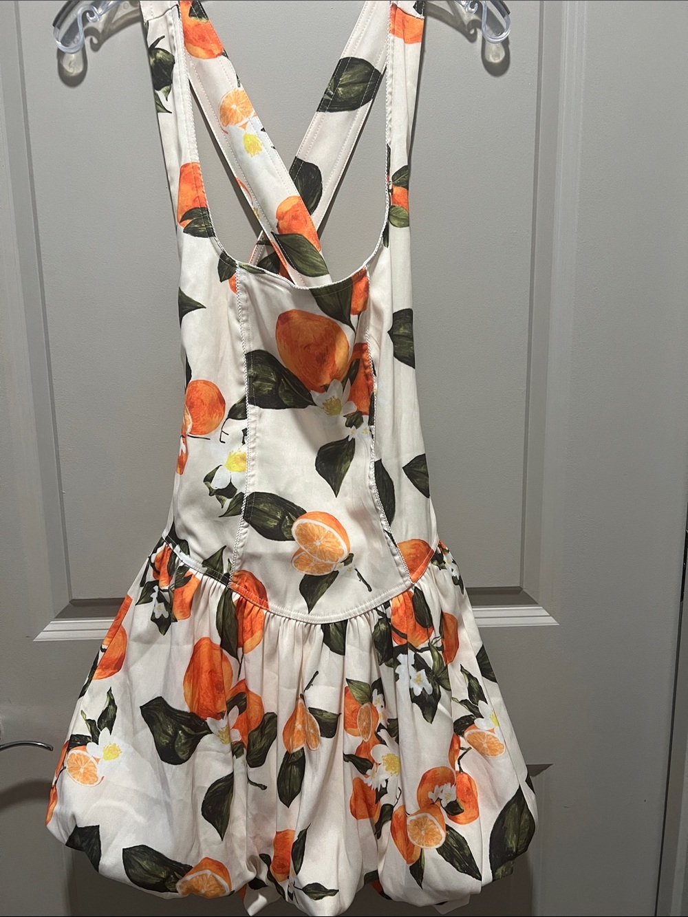 Zara Cream Mini Dress with Orange & Green Citrus Print - Picture 5 of 8